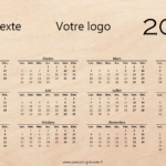 Calendrier 2024 fond bois personnalisable